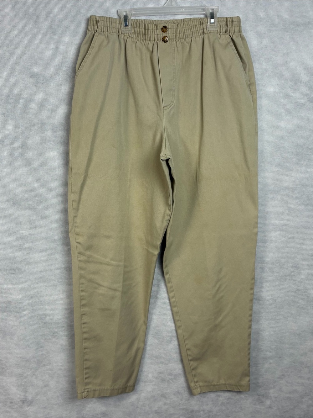 Vtg Bobbie Brooks Pants Womens XL Khaki Elastic Waist Hi Rise Pockets 90s Stains